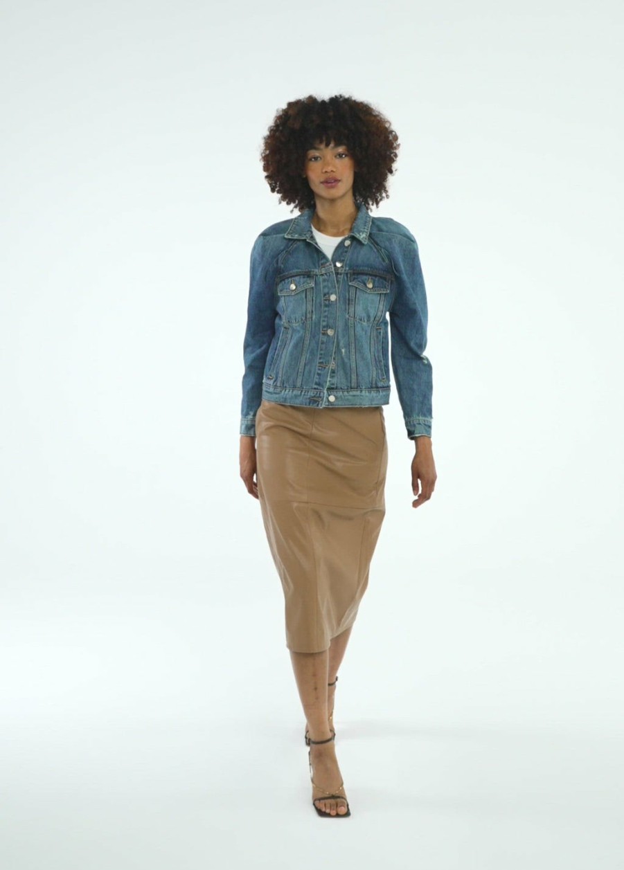 Women JOE'S JEANS | Doreen Cross Seamed Faux Leather Skirt