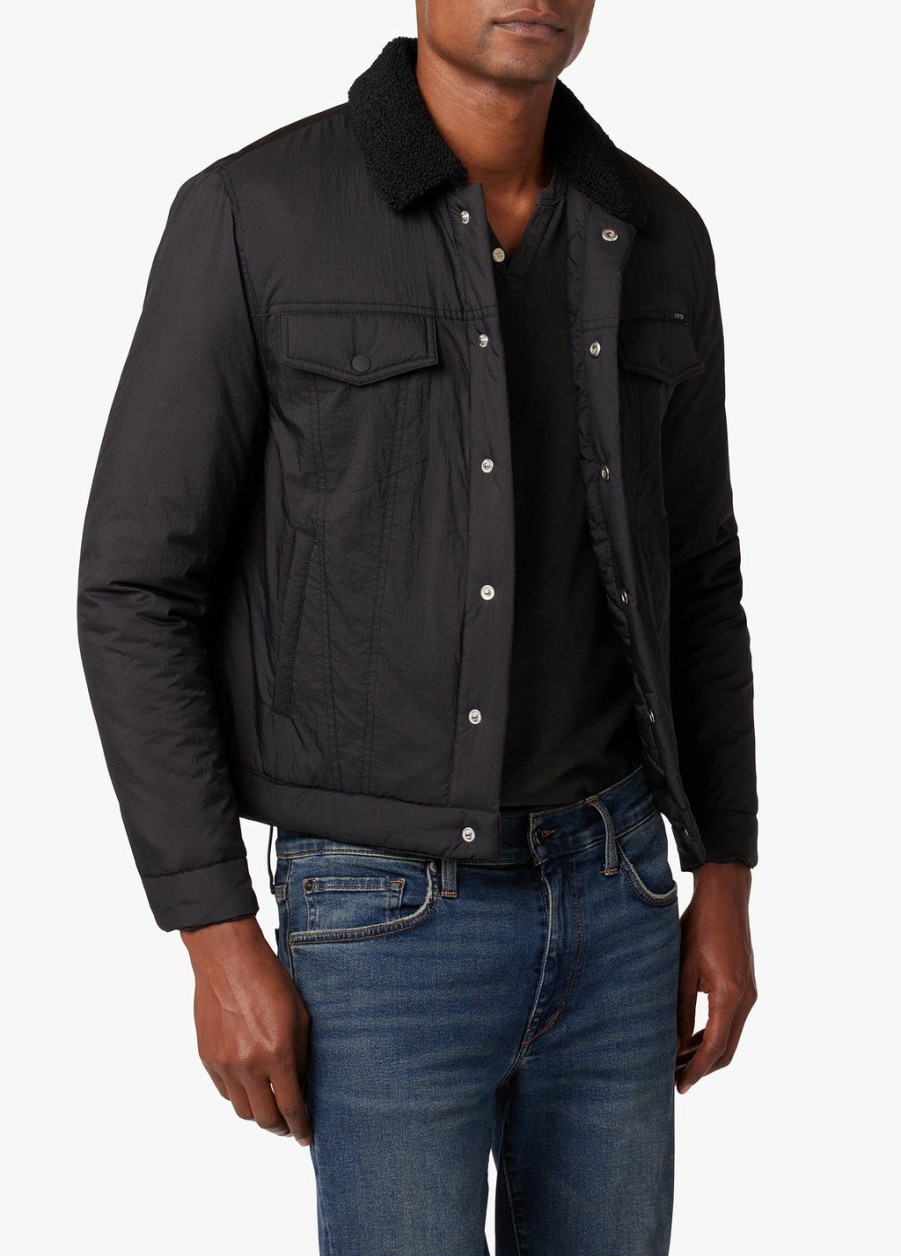 Men WAREHOUSE SALE | Quilted Black Trucker Jacket